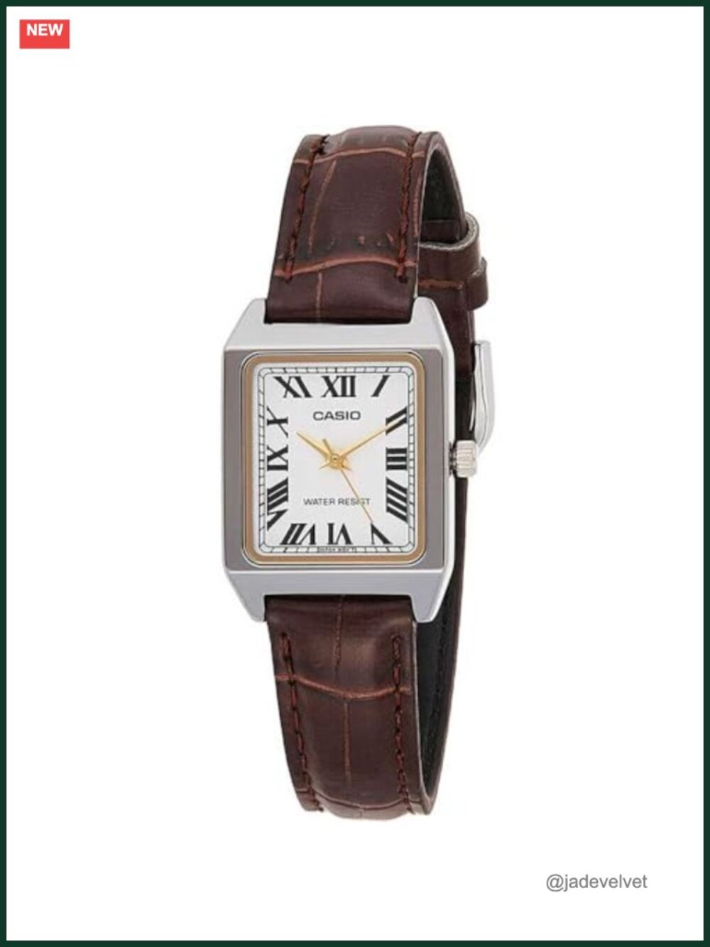 Casio Womens Analog Watch Rectangular Leather Strap White Roman Dial Dress